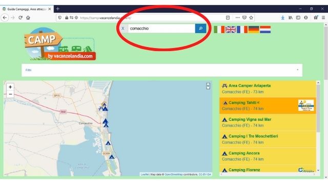 CAMP ricerca localita