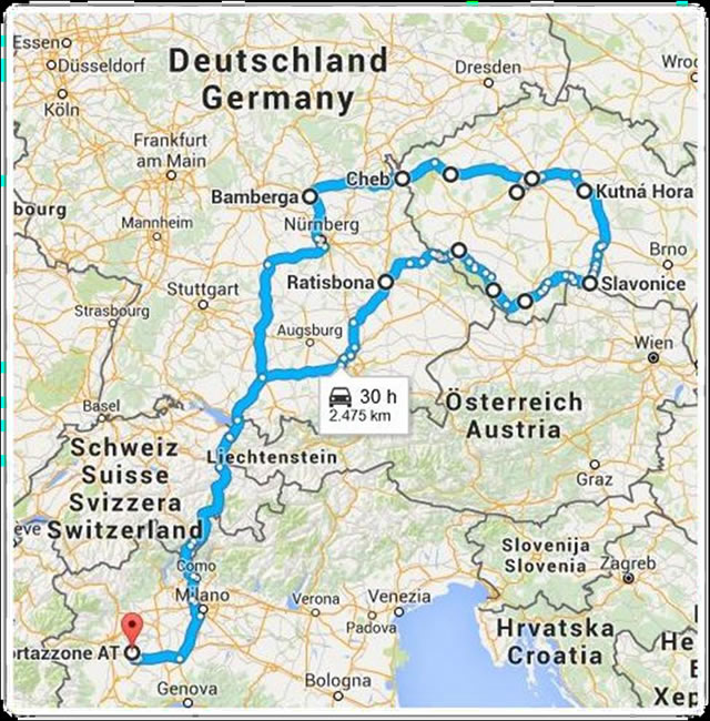 mappa itinerario gerrmania RepCeca