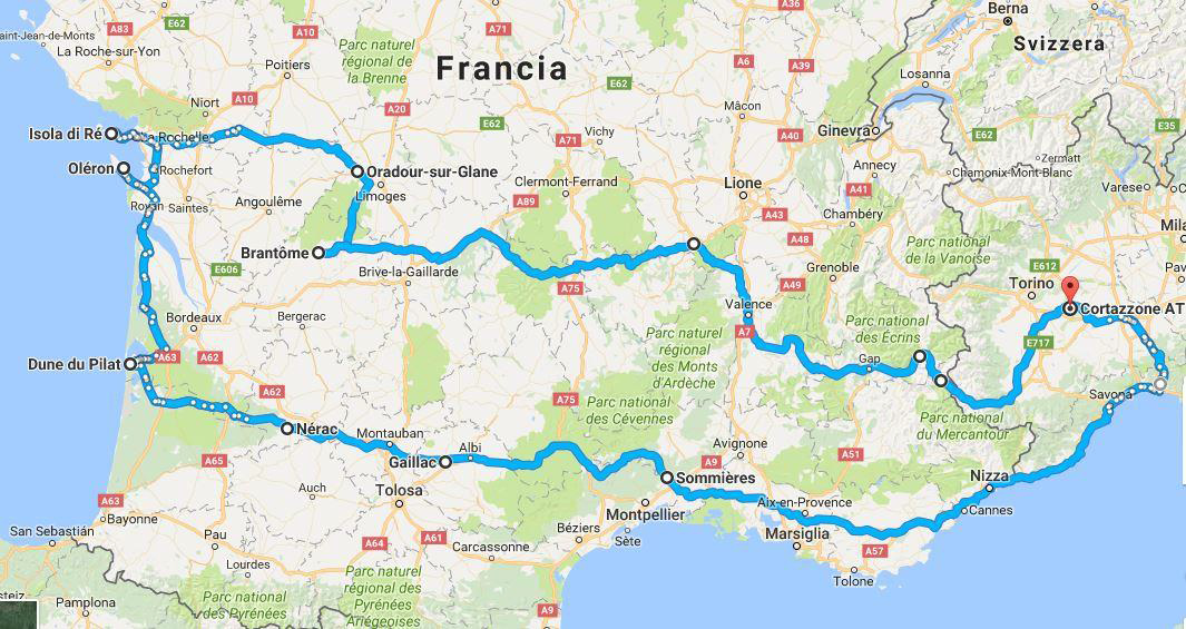 mappa verso francia atlantica