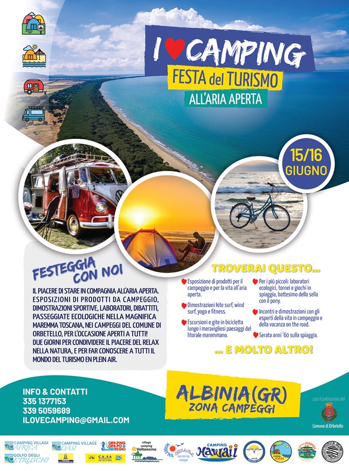 depliant festa evento i love camping albinia 2019