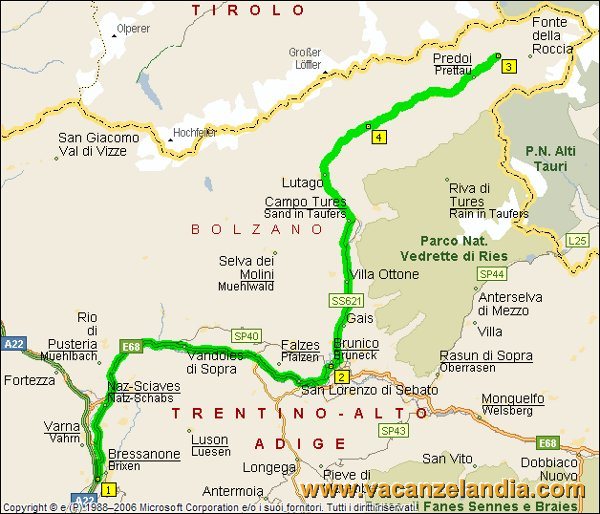 Valle Aurina Cartina